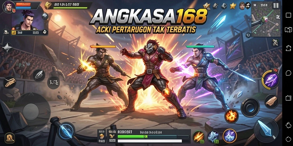 Gameplay aksi yang mendebarkan dalam ANGKASA168 saat bertarung.