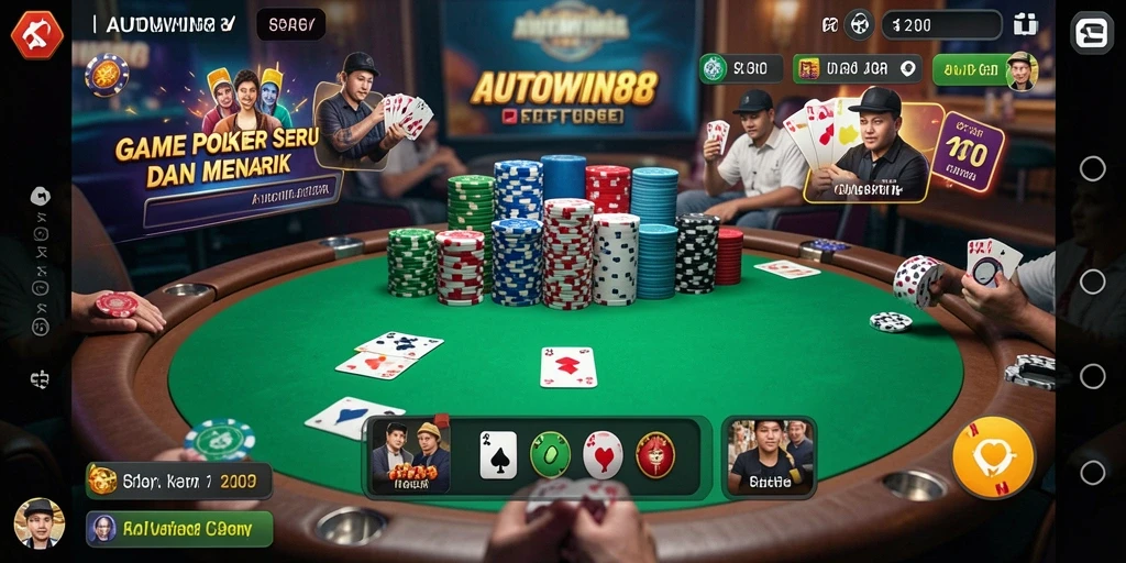 Tampilan menarik dari gameplay poker di AUTOWIN88.