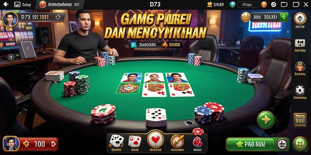 Gameplay menarik dari D73 yang menampilkan suasana poker seru.