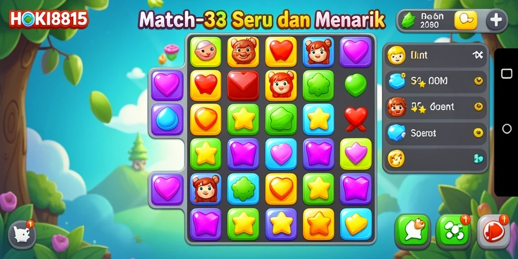 Screenshot game HOKI8815 dengan gameplay menantang Match-3.