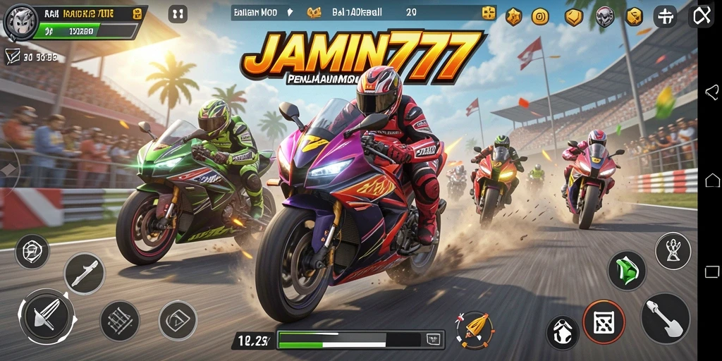 Gameplay balapan motor yang mendebarkan dan seru dalam JAMIN777.