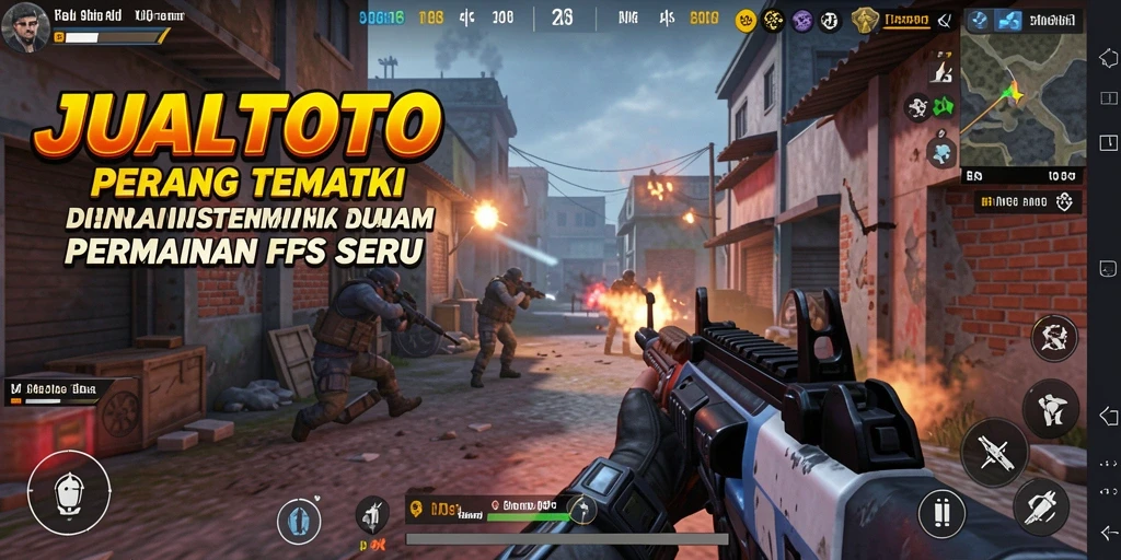 Screenshot JUALTOTO menunjukkan aksi mendebarkan dalam pertempuran FPS.