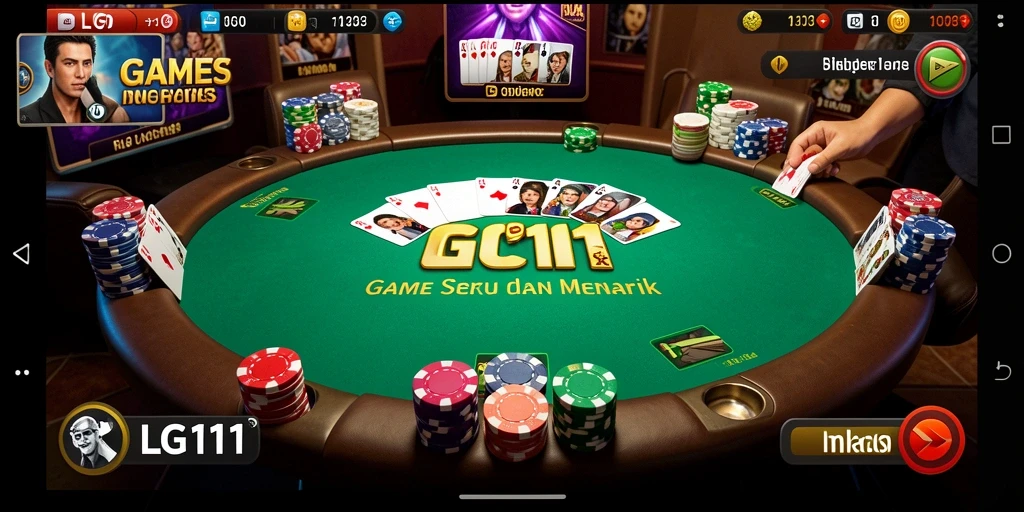 Screenshot gameplay Poker yang menampilkan suasana permainan yang mendebarkan.