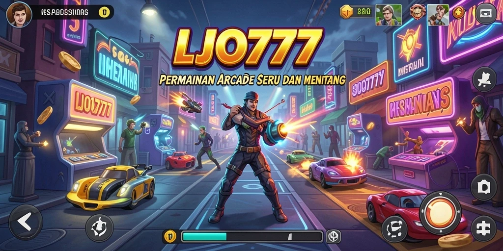 Screenshot gameplay LJO777 menampilkan karakter dinamis dalam misi Arcade yang mendebarkan.