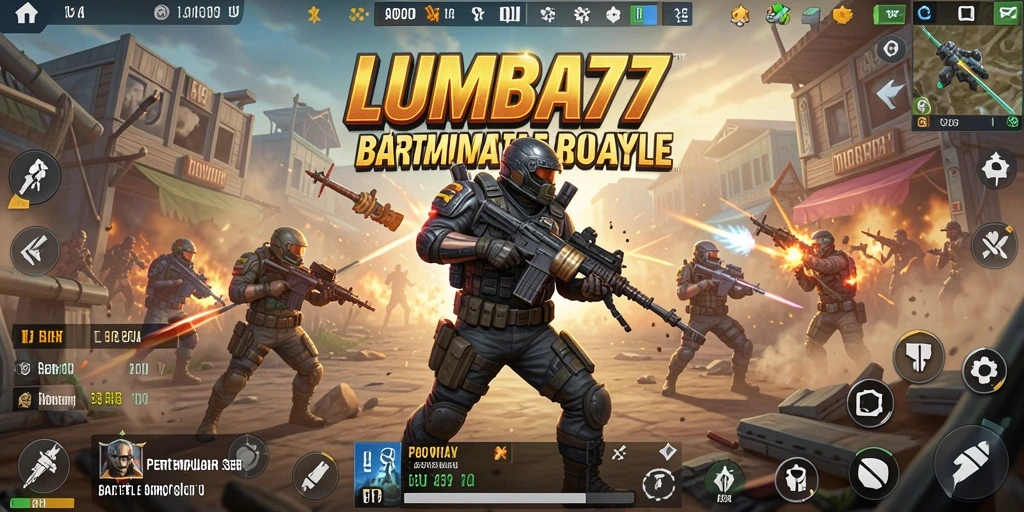 Tampilan menakjubkan dari gameplay LUMBA77 di arena Battle Royale.