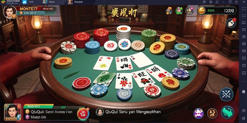 Tampilan gameplay QiuQiu yang seru dan menegangkan di MONTE77.