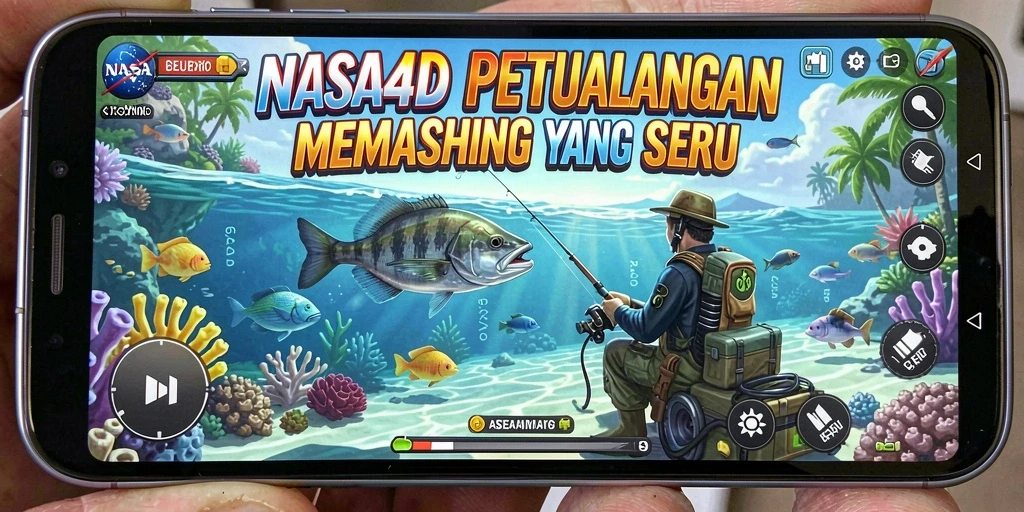 Screenshot menampilkan aksi memancing yang seru di NASA4D.