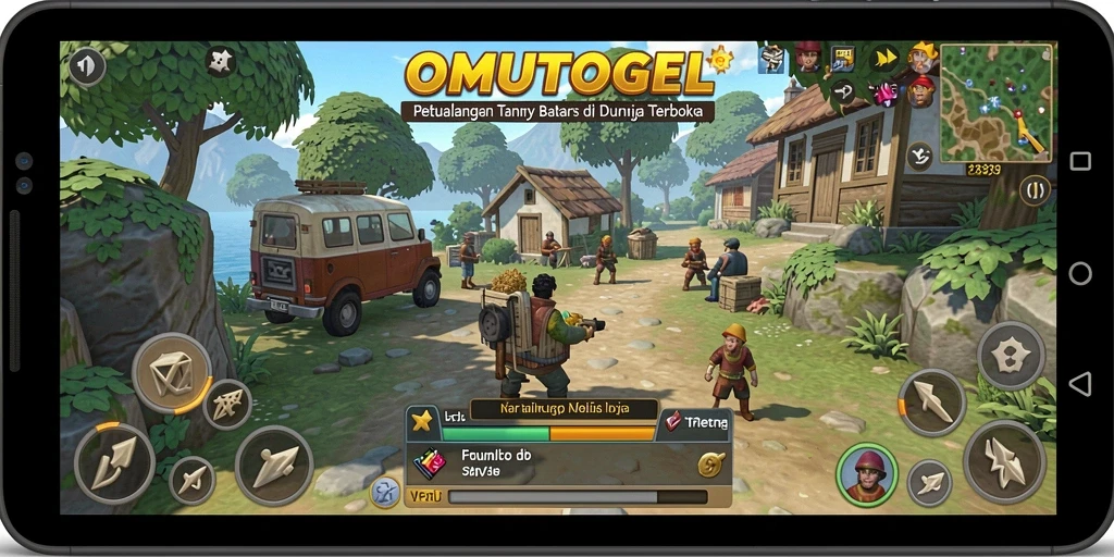 Screenshot gameplay <strong>OMUTOGEL</strong> menunjukkan petualangan eksplorasi dunia terbuka yang bisa dimainkan.