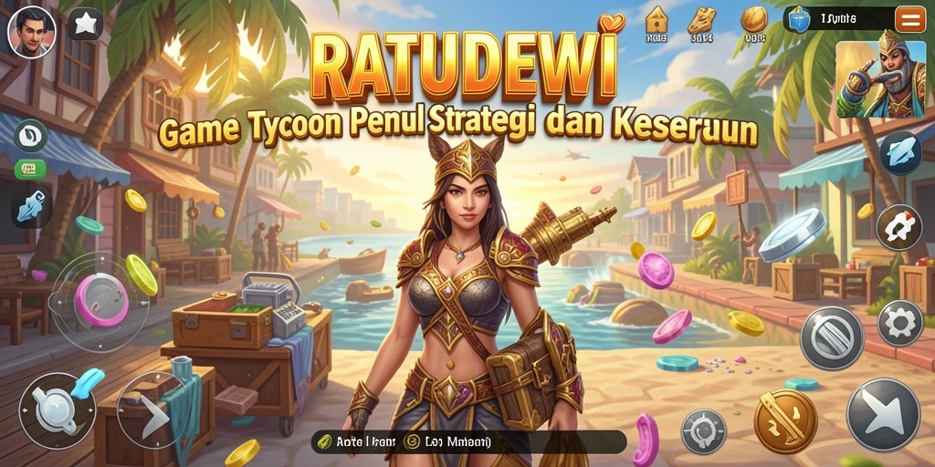 Tampilan gameplay RATUDEWI yang menantang dalam membangun kerajaan bisnis.