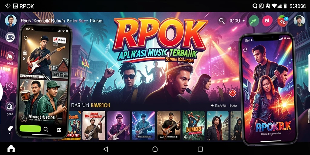 Tangkapan layar utama menampilkan antarmuka RPOK dengan berbagai lagu musik.