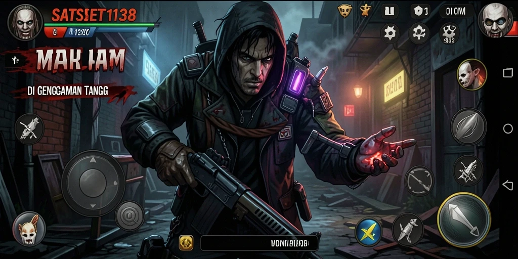 Screenshot gameplay dengan suasana Horror menegangkan.