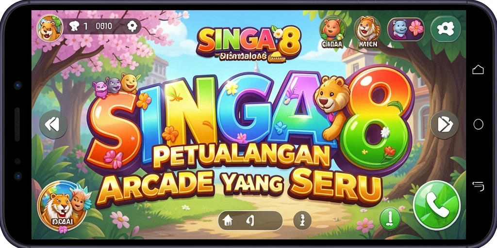 Tampilan utama gameplay SINGA8 yang seru dan penuh warna.