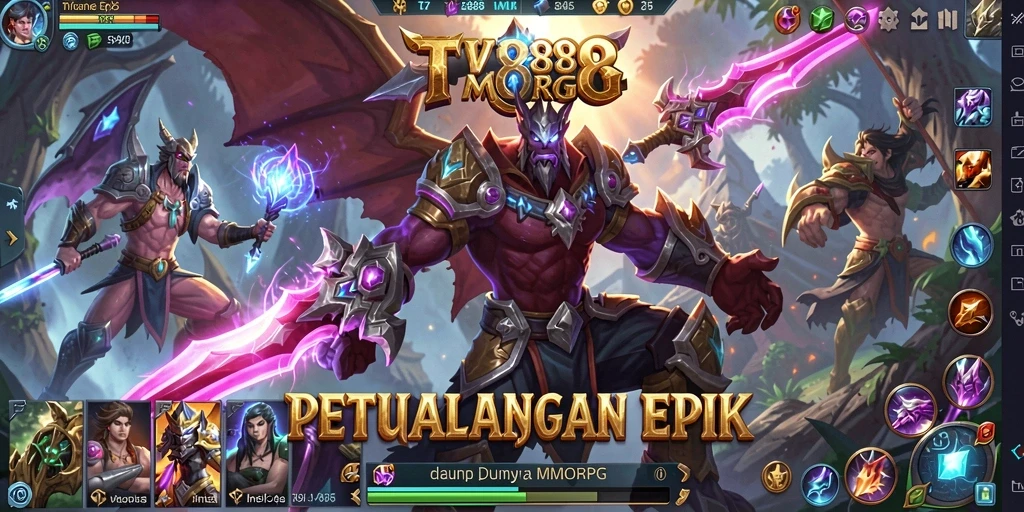 Tangkapan layar gameplay TV888 menampilkan pertarungan epik dan karakter yang sedang beraksi.