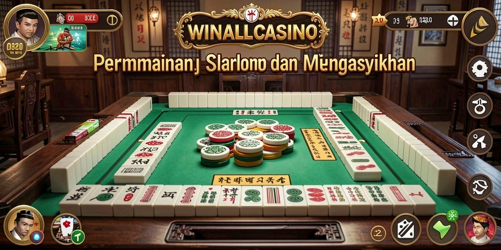 Tangkapan layar WINALLCASINO dengan tampilan permainan Mahjong yang menarik.