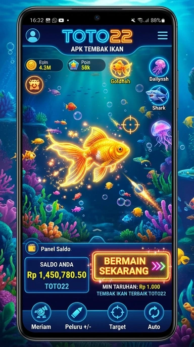 Tampilan antarmuka aplikasi toto22 yang sederhana.